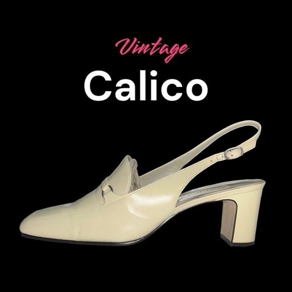 Calico Vintage (EUC) Cream Leather Slingback Sandals Size 9 - Picture 10 of 10